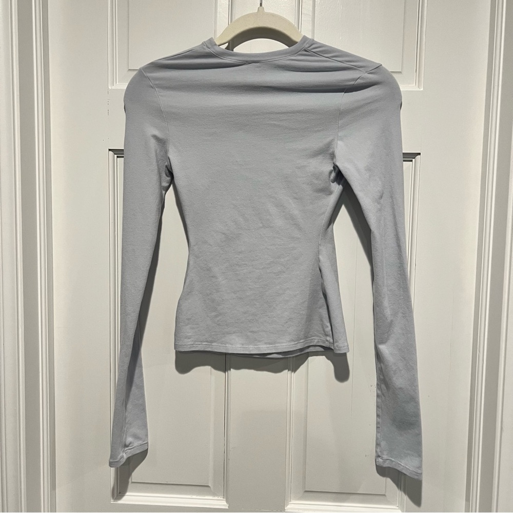 Skims 2 Piece Set Zen Blue Straight Leg Pant Long Sleeve T-Shirt XS - Picture 3 of 11